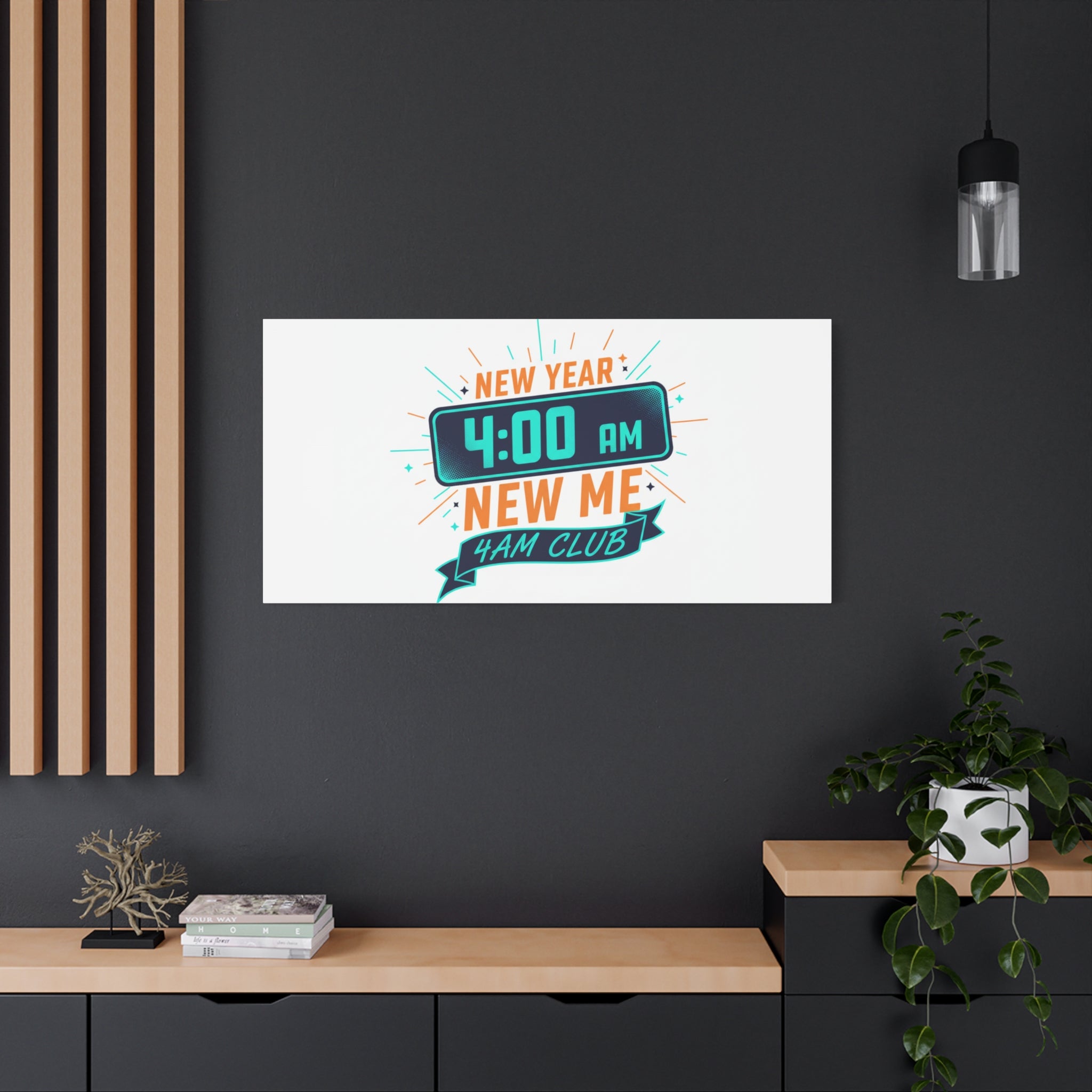 4AM Club New Year Graphic Canvas | Holiday Party Novelty, Festive New Year Decor