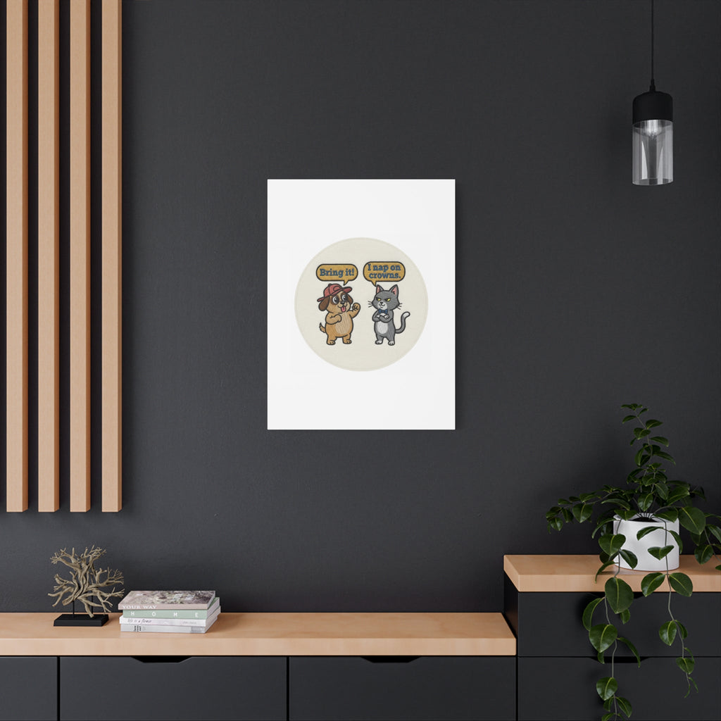 Funny Cat vs Dog Canvas | Pet Rivalry Wall Art