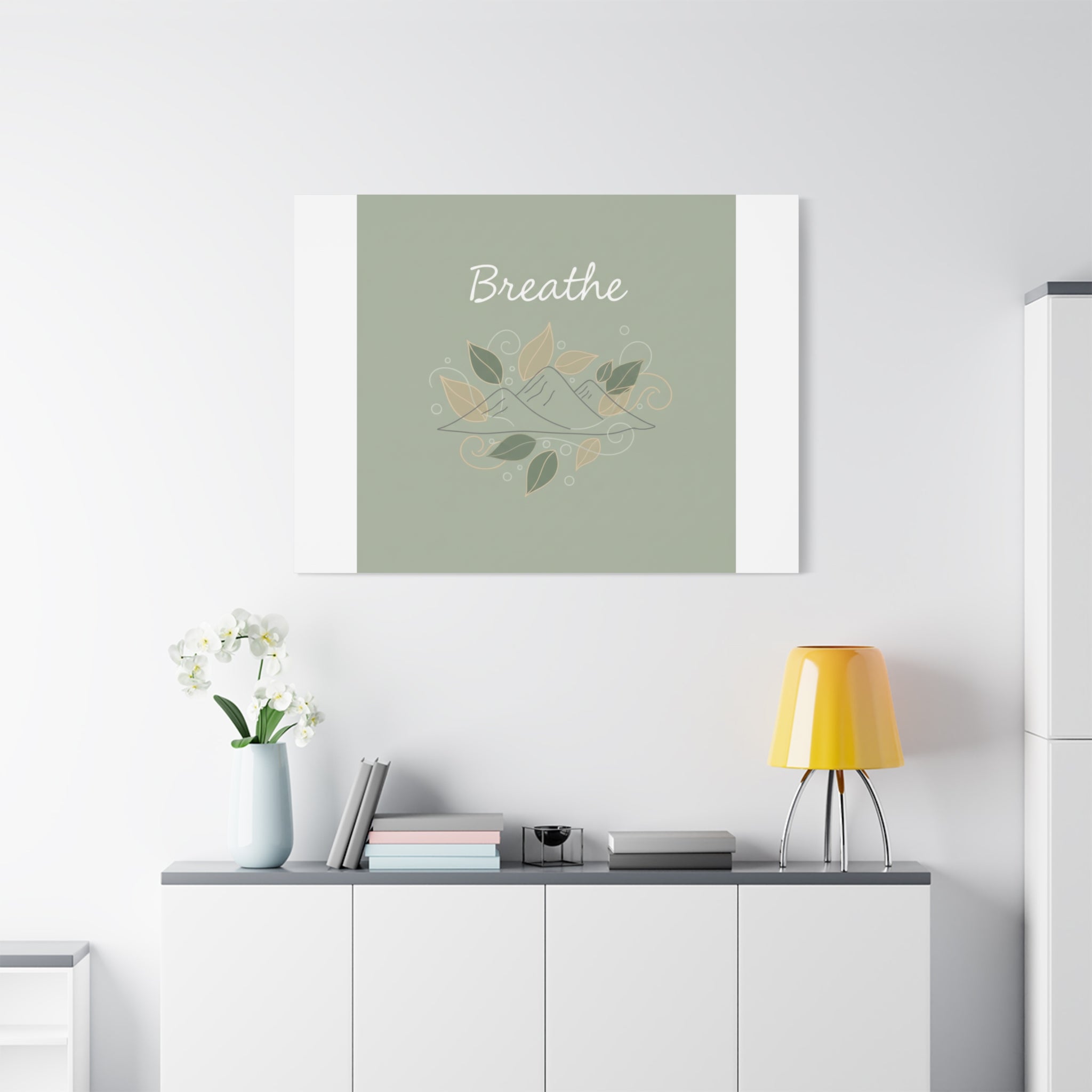 Breathe Mountain Line Canvas | Nature Symbols, Minimal Forest Wall Art