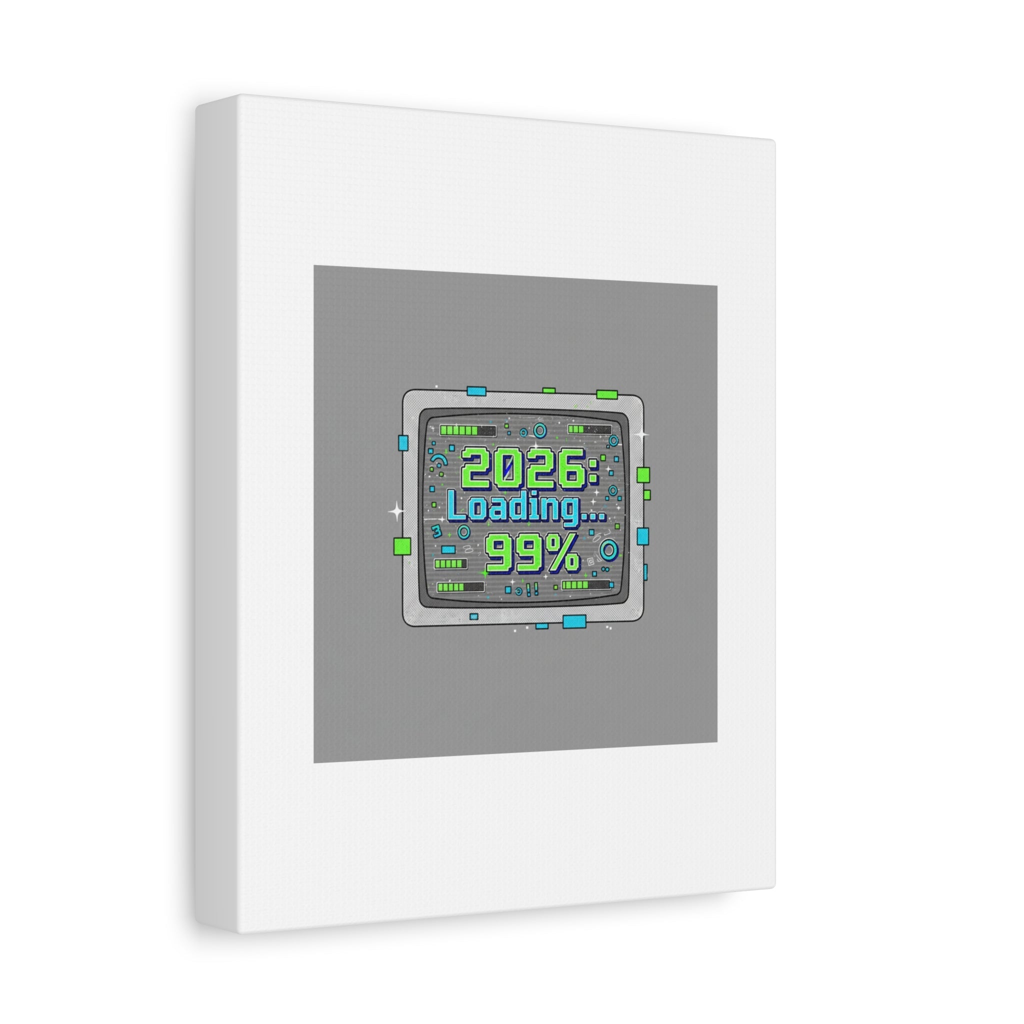 2026 Loading 99% Canvas | NYE countdown, retro system interface
