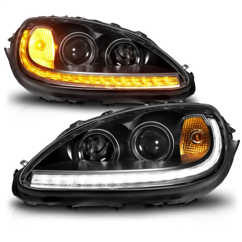 ANZO 05-13 Chevrolet Corvette Projector Headlights w/switchback & Sequential LED - Black Amber 121571