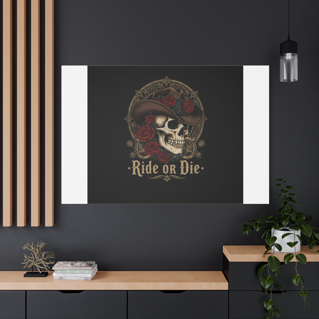 Ride or Die Skull Canvas | Western Skull Art, Gothic Americana