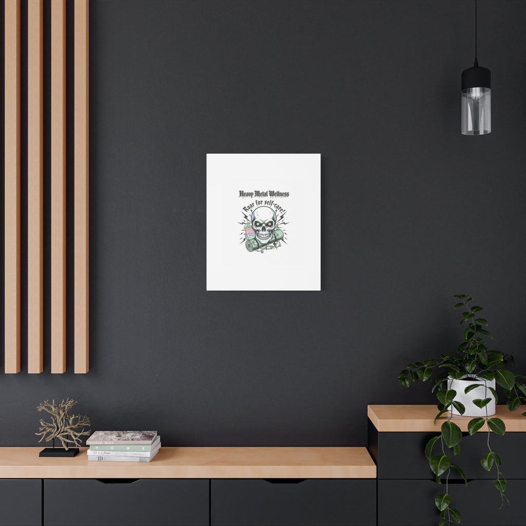 Roar for Self-Care Skull Canvas | heavy metal wellness, gothic wellness quote
