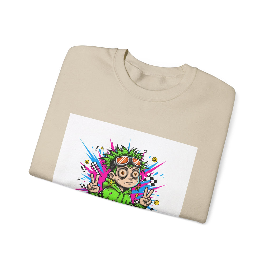 Crash Out With a Smile Sweatshirt | neon graffiti, meltdown streetwear