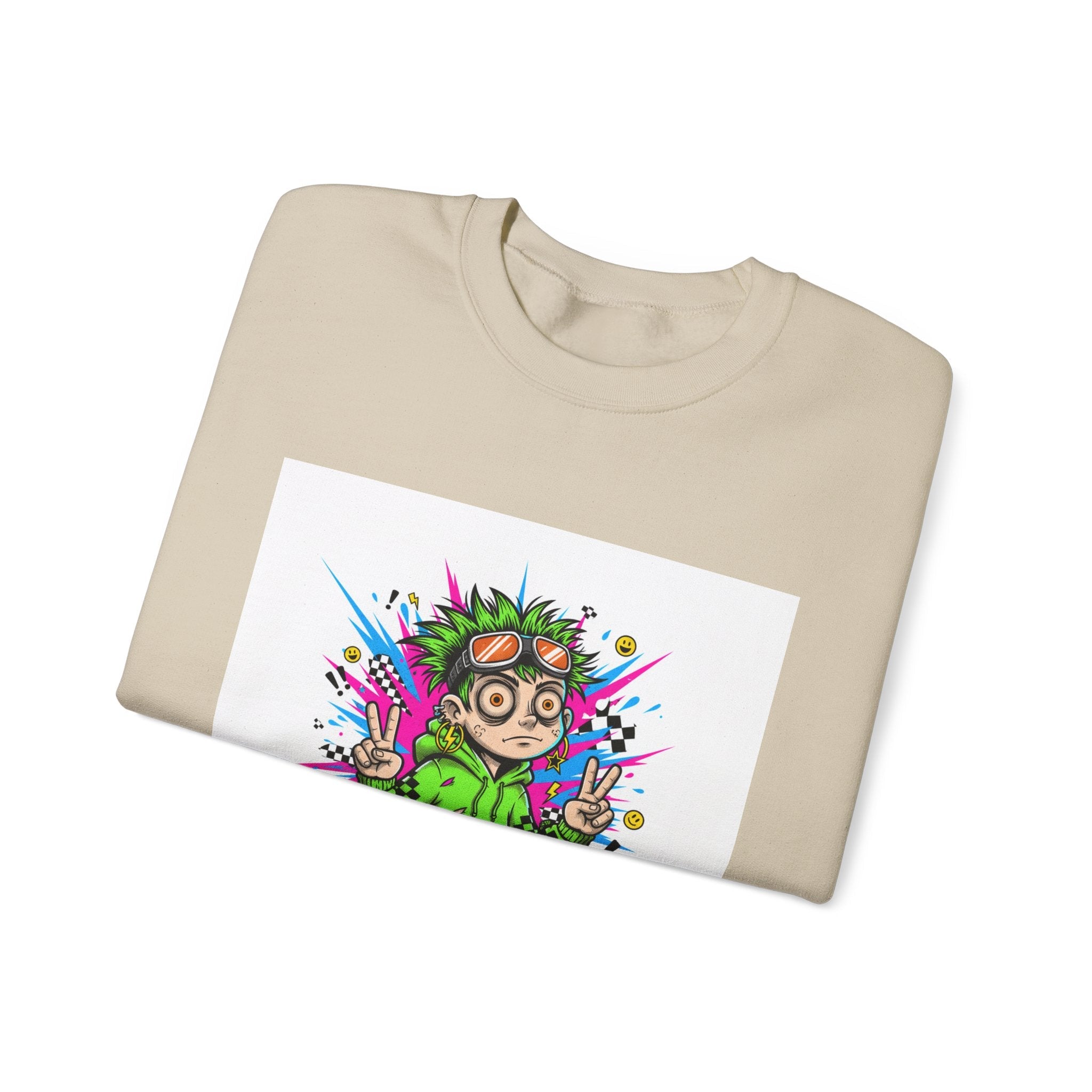 Crash Out With a Smile Sweatshirt | neon graffiti, meltdown streetwear