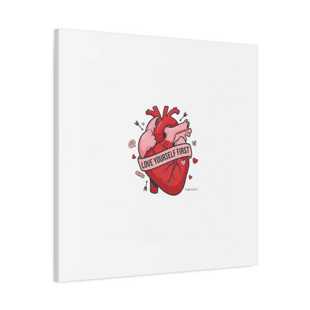 Love Yourself First Canvas, Hearts-with-a-Twist, Anti-Valentine Art
