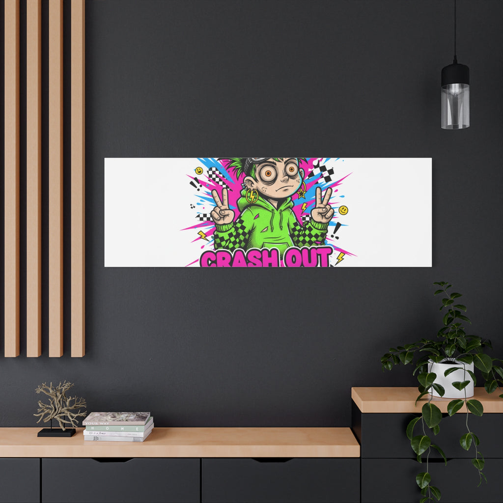 Crash Out With a Smile Canvas Print | Neon Skate Graffiti, Meme Meltdown Art