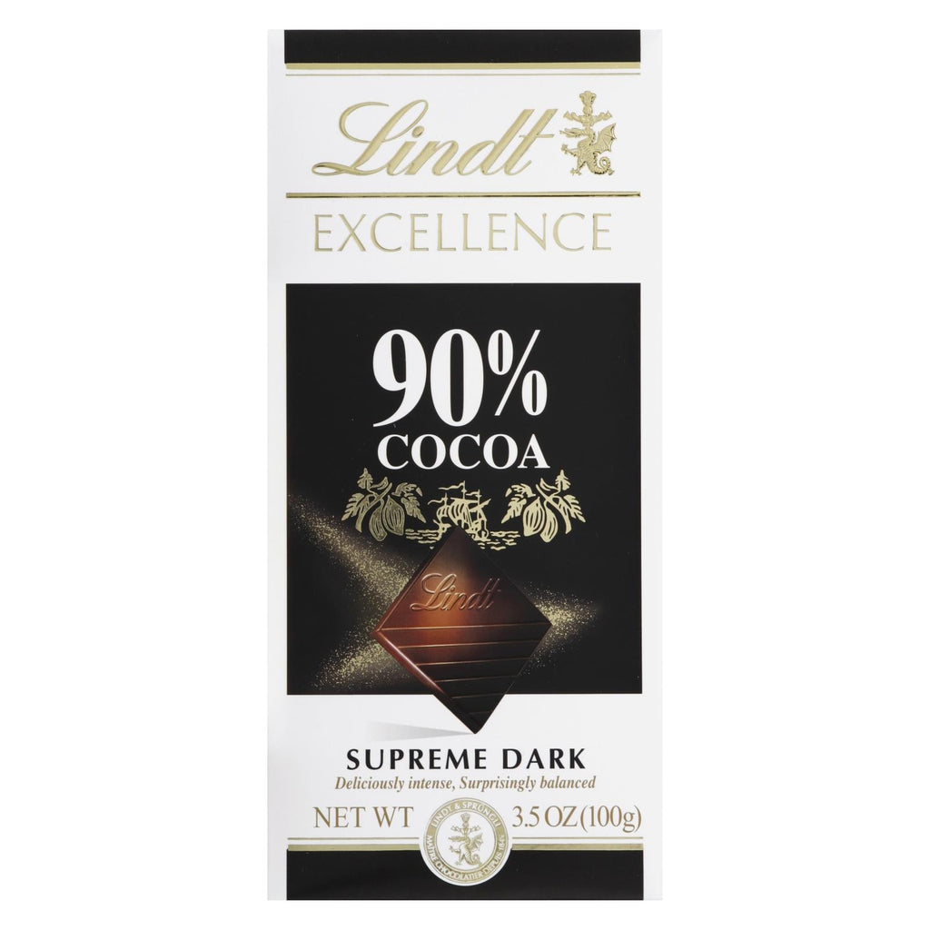 Lindt Excellence 90% Cocoa Dark Chocolate Bar Case of 12 3.5 Oz