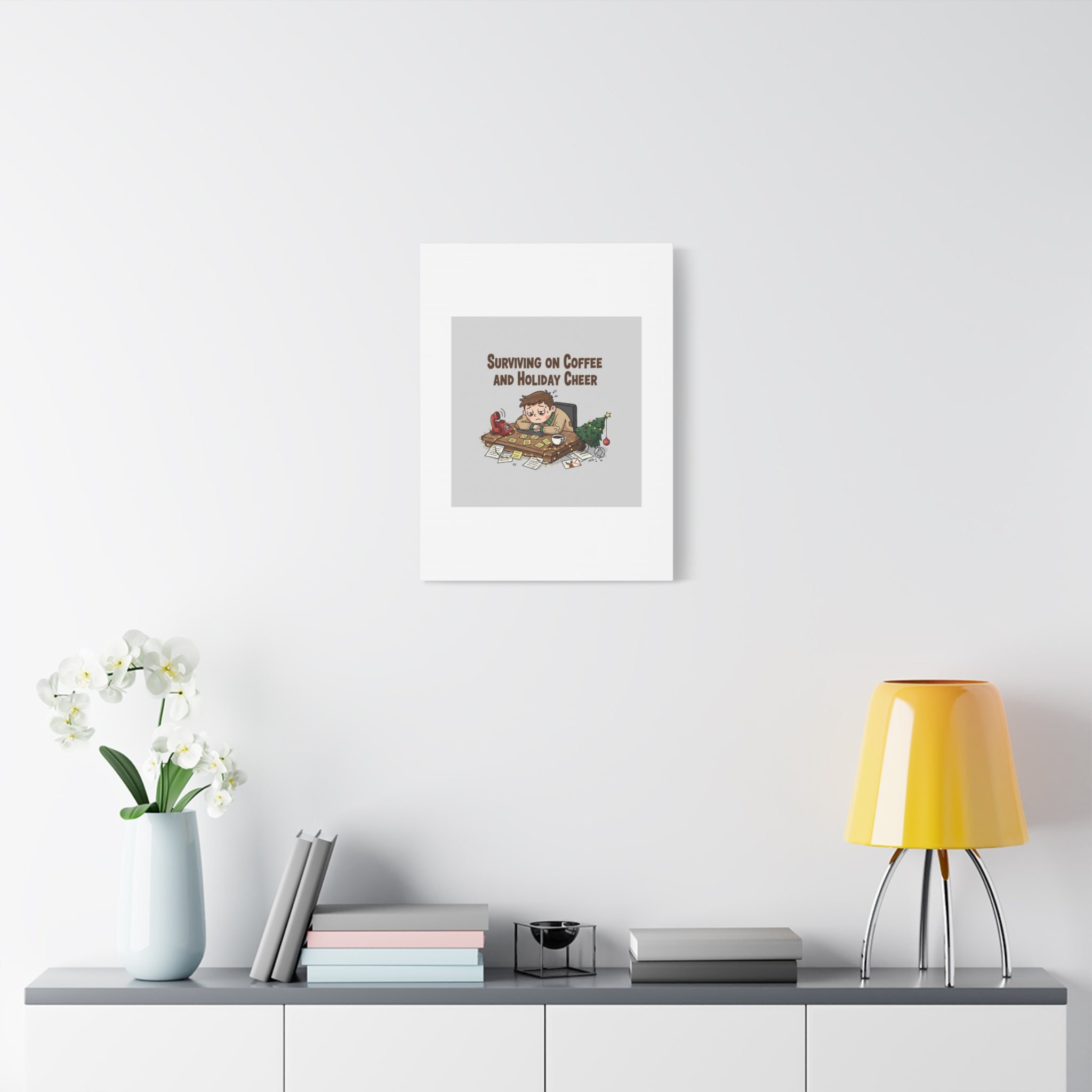 Surviving on Coffee and Holiday Cheer Canvas | Holiday Burnout, Festive But Tired