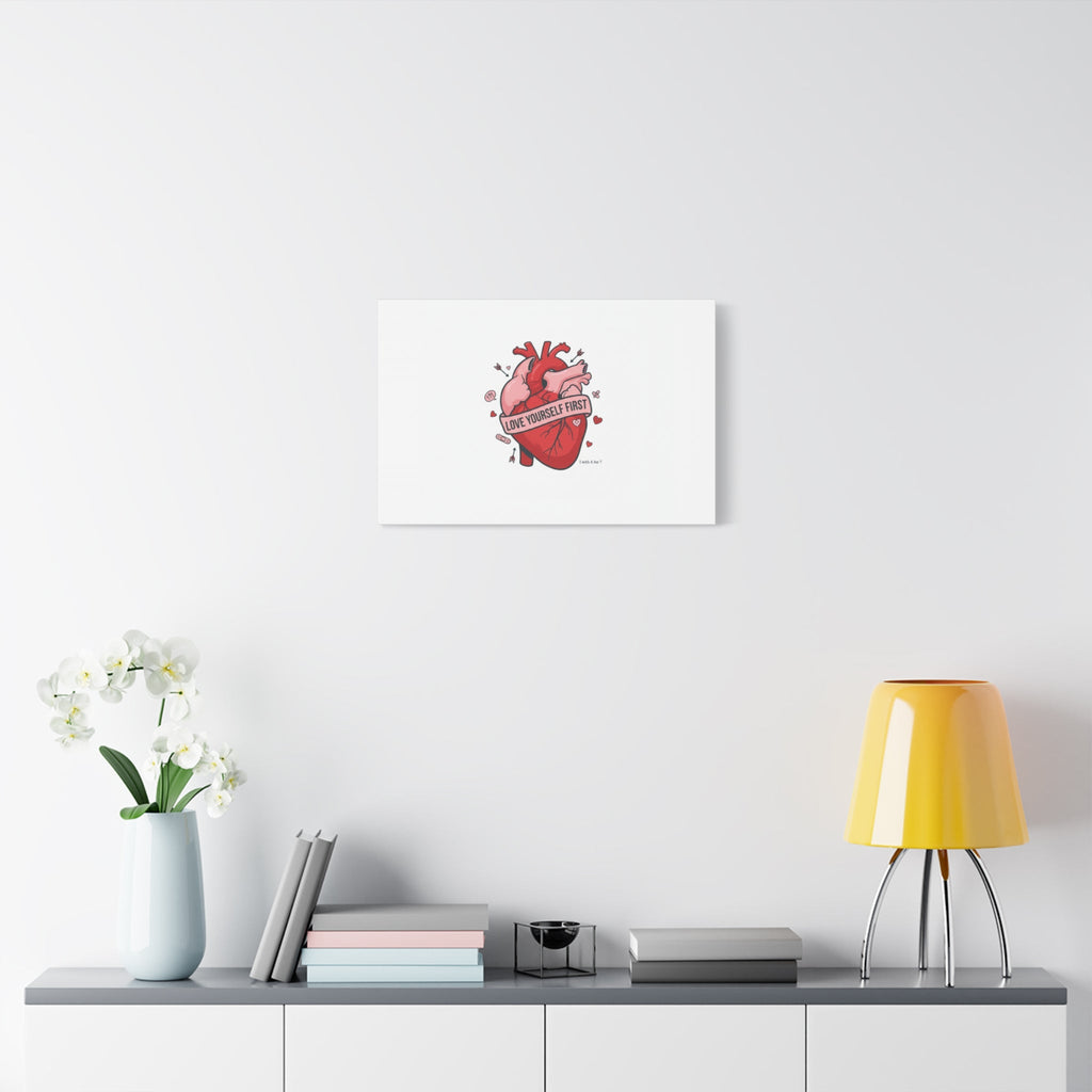Love Yourself First Canvas, Hearts-with-a-Twist, Anti-Valentine Art