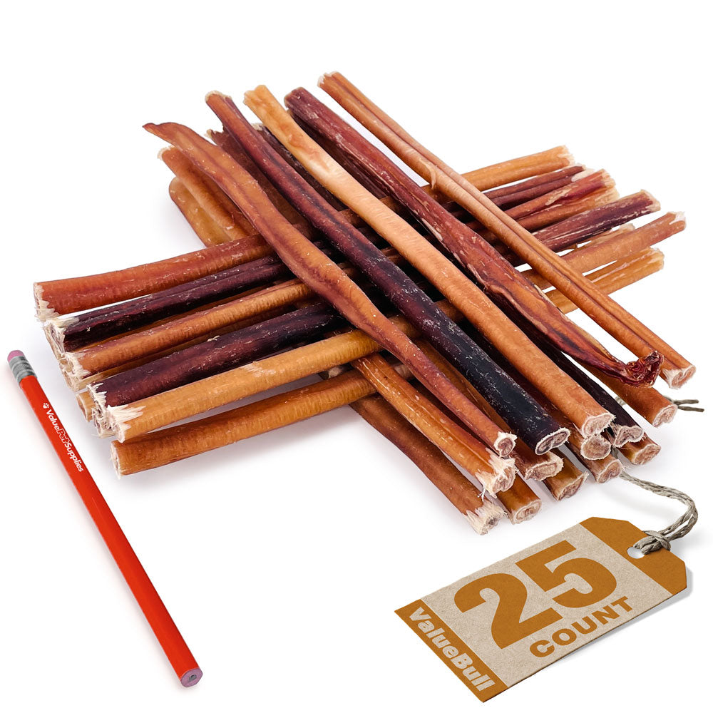ValueBull USA Bully Sticks for Dogs, Medium 12 Inch, 25 Count