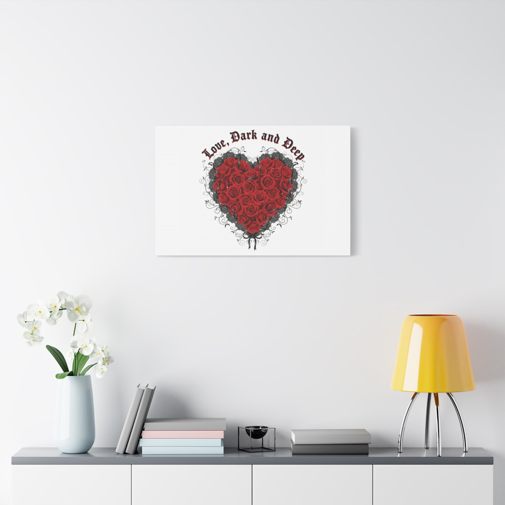 Love Dark and Deep Heart Canvas, Nu Romantic Gothic Romance, 80s Nostalgia