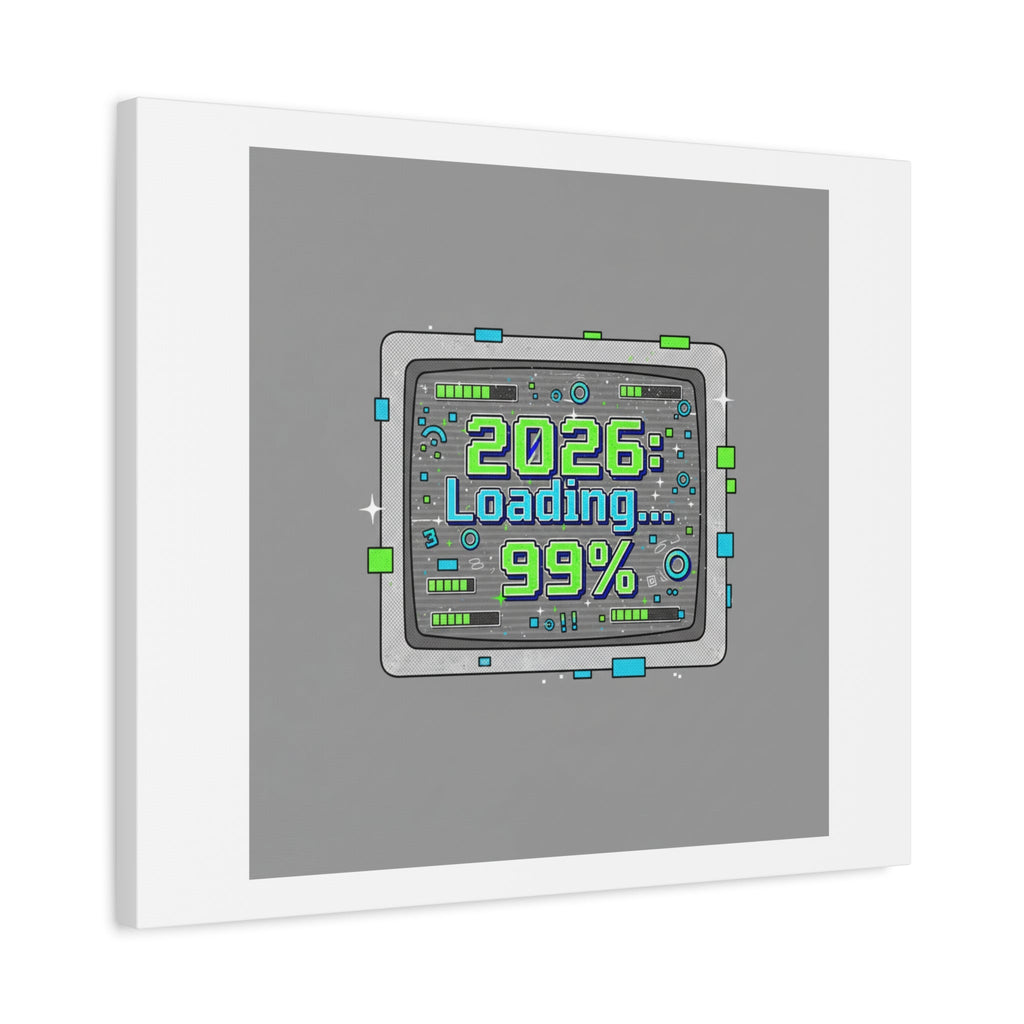 2026 Loading 99% Canvas | NYE countdown, retro system interface