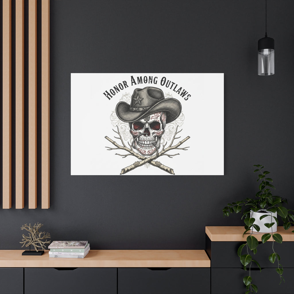 Honor Among Outlaws Canvas | Western Skull Art, Gothic Americana Desert Noir