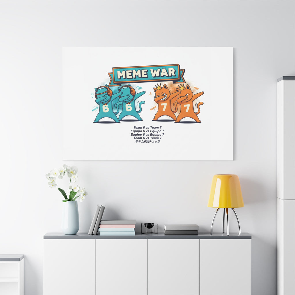 Meme War: Six vs. Seven Canvas Wall Art