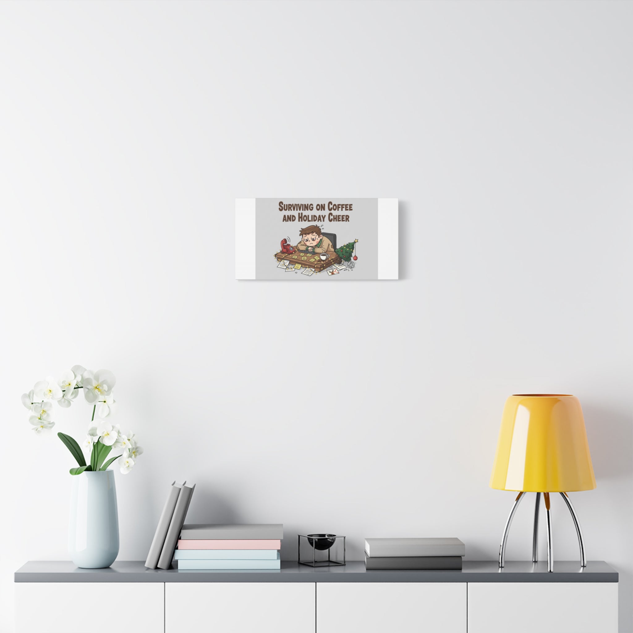 Surviving on Coffee and Holiday Cheer Canvas | Holiday Burnout, Festive But Tired