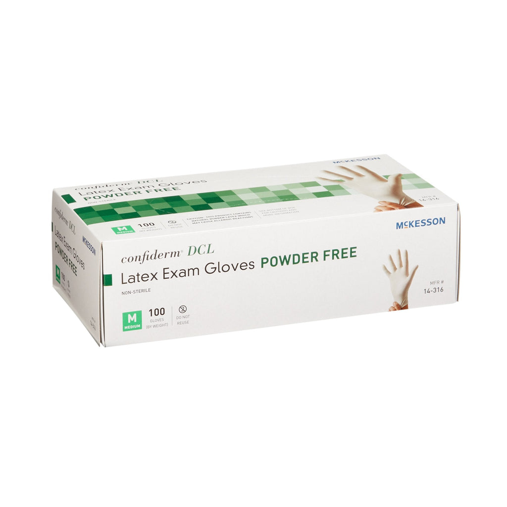 McKesson Confiderm® Latex Exam Glove, Medium, Ivory 14-316