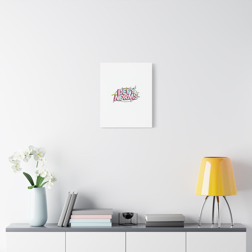 Defy Norms Canvas, Anti-Aesthetic Glitch Typography, Brutalist Poster Style