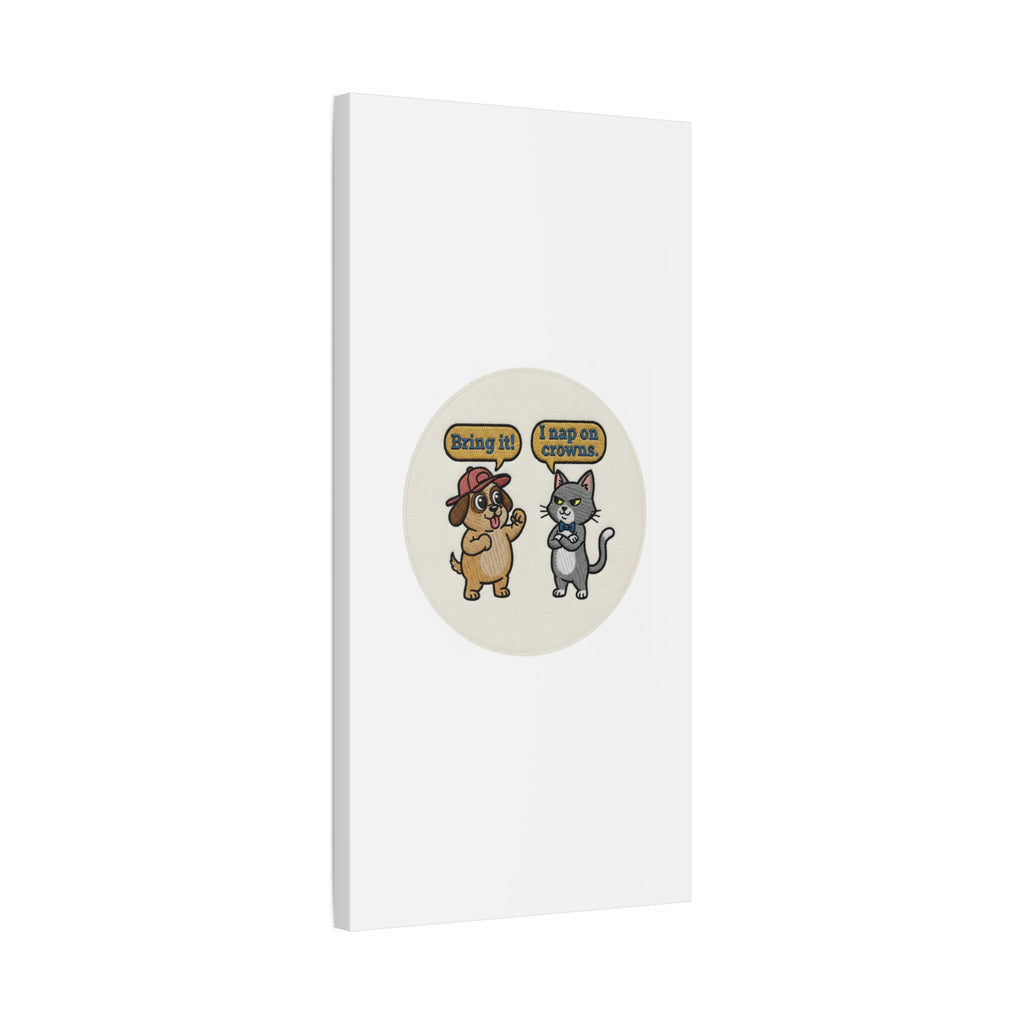 Funny Cat vs Dog Canvas | Pet Rivalry Wall Art