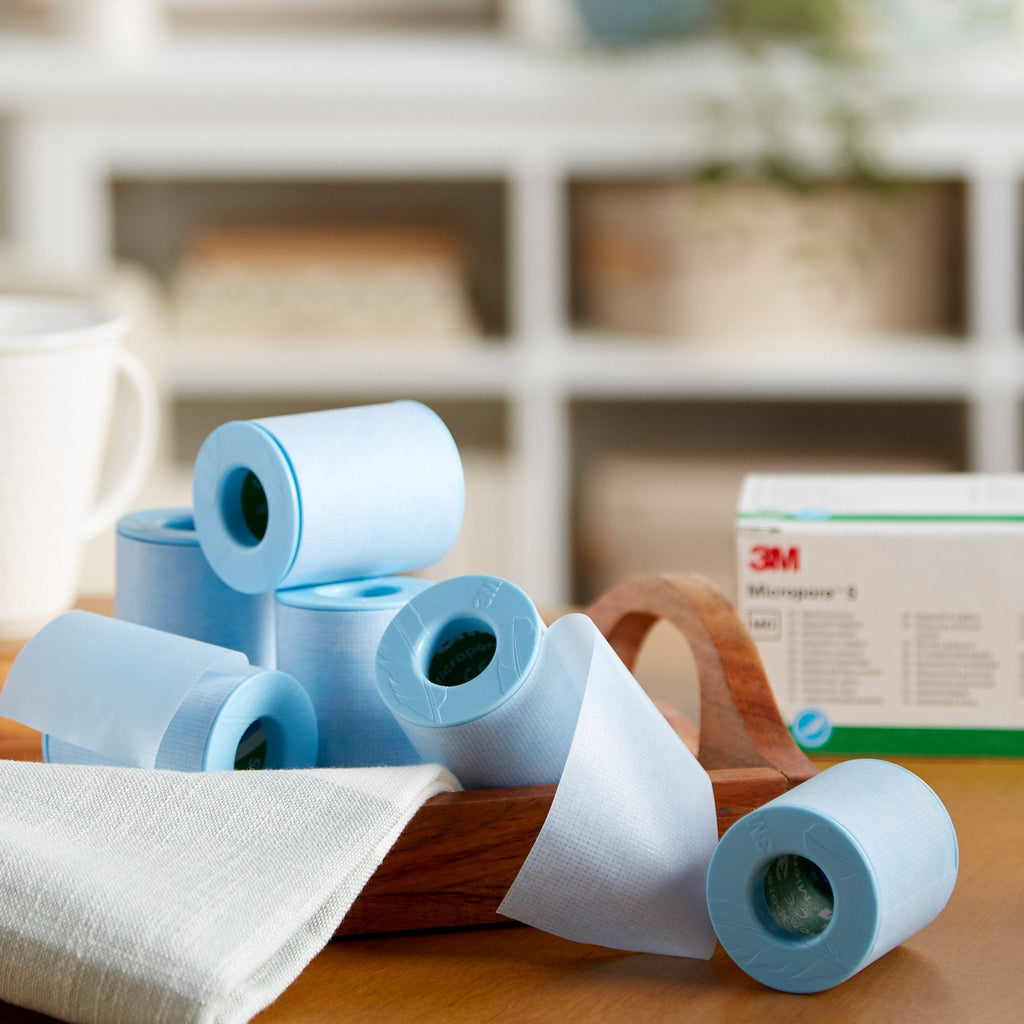 3M™ Micropore™ S Silicone Medical Tape, 2 Inch x 5-1/2 Yard, Blue 2770-2