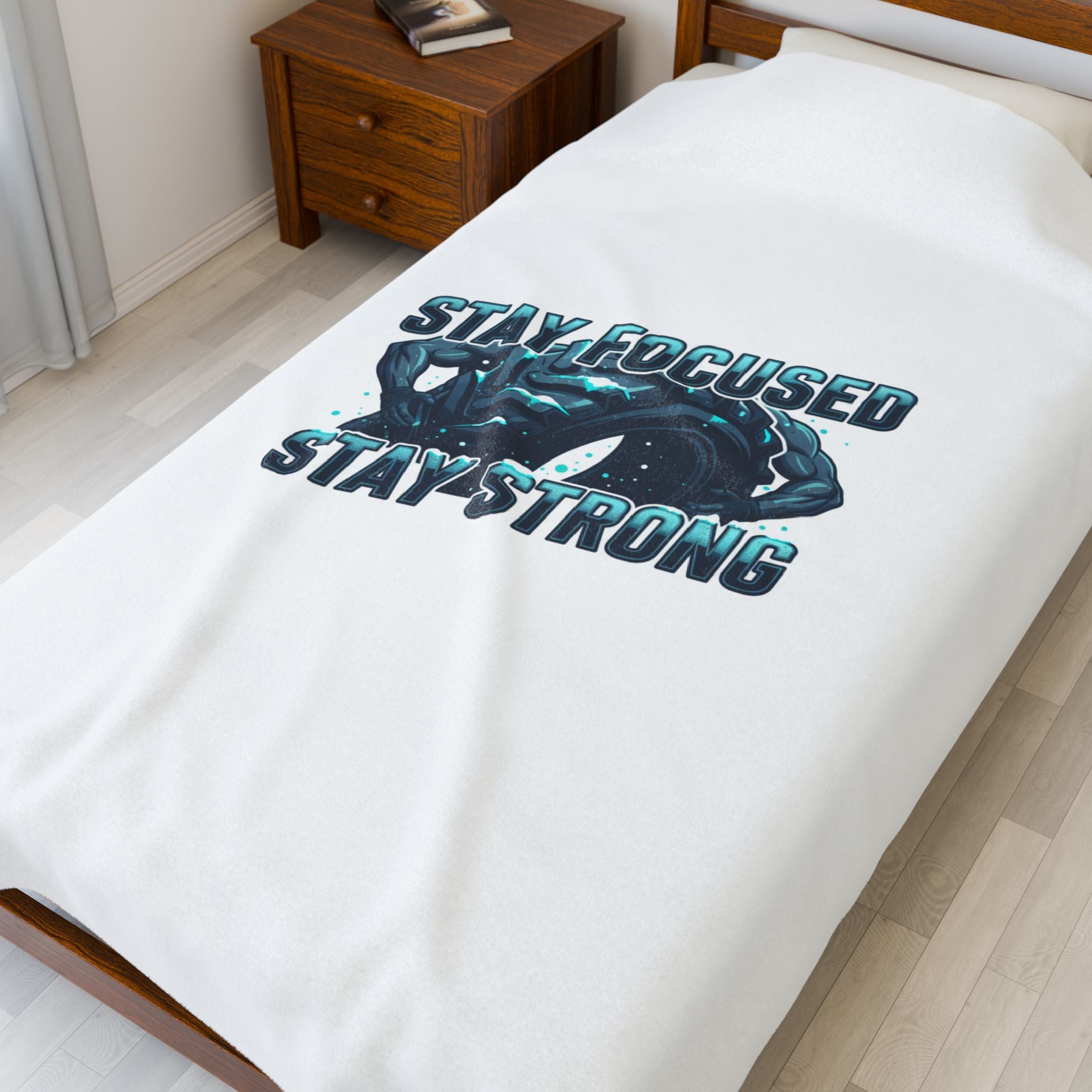 Stay Focused Stay Strong Velveteen Blanket | winter workout, gym motivation