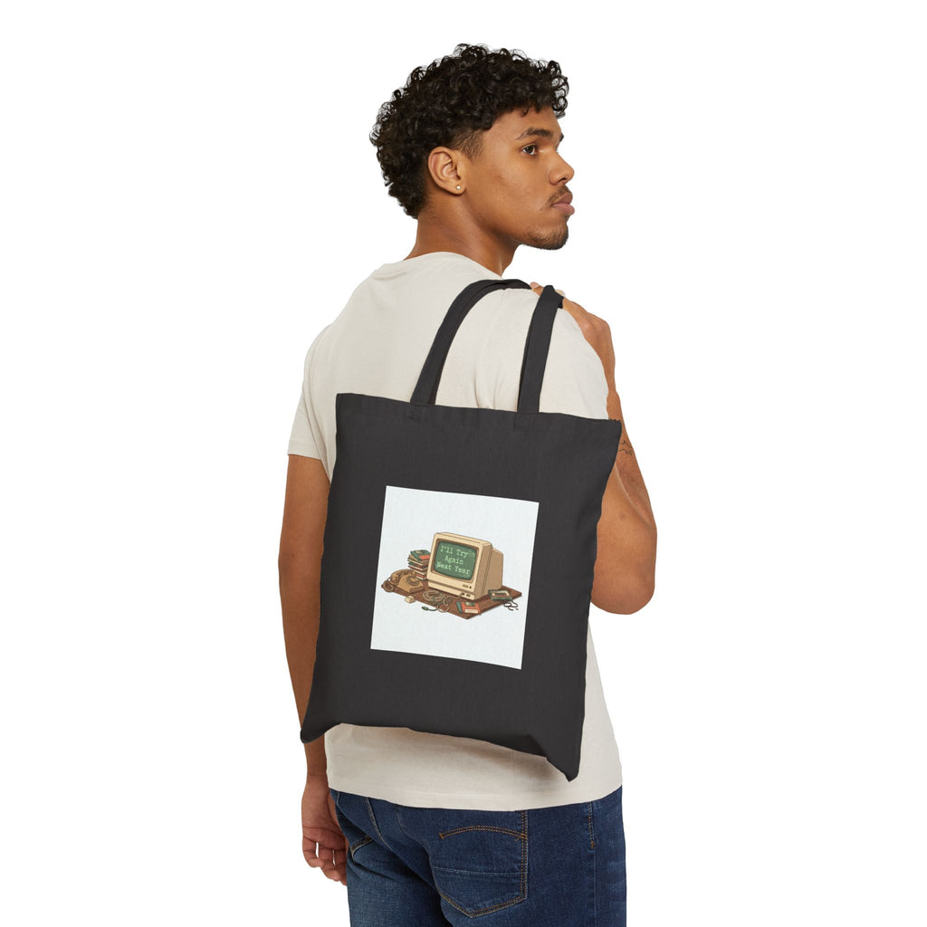 Resolution Skeptic Tote, cynical new year joke, retro computer graphic