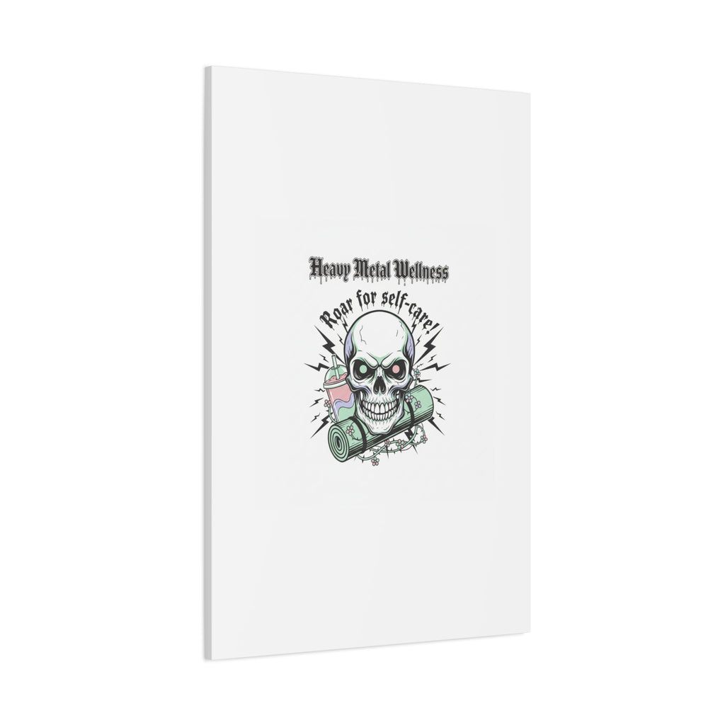 Roar for Self-Care Skull Canvas | heavy metal wellness, gothic wellness quote