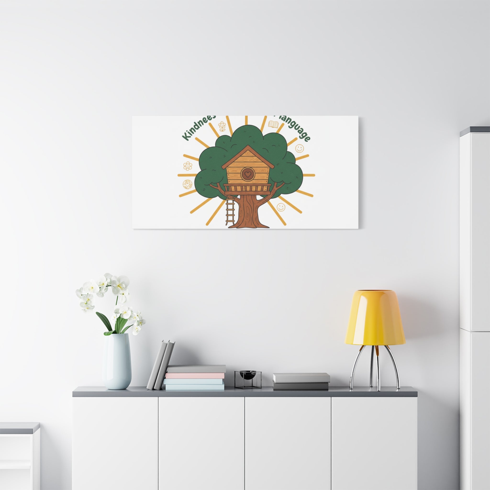 Kindness Is a Universal Language Canvas | Eco Humor, Treehouse Art