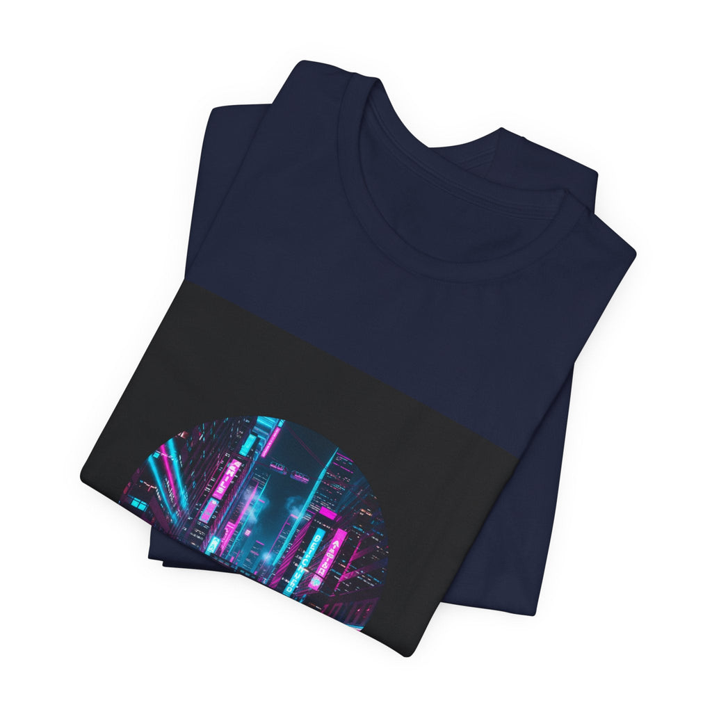 Neon Cyberpunk Skyline Tee | synthwave skyline, future city art