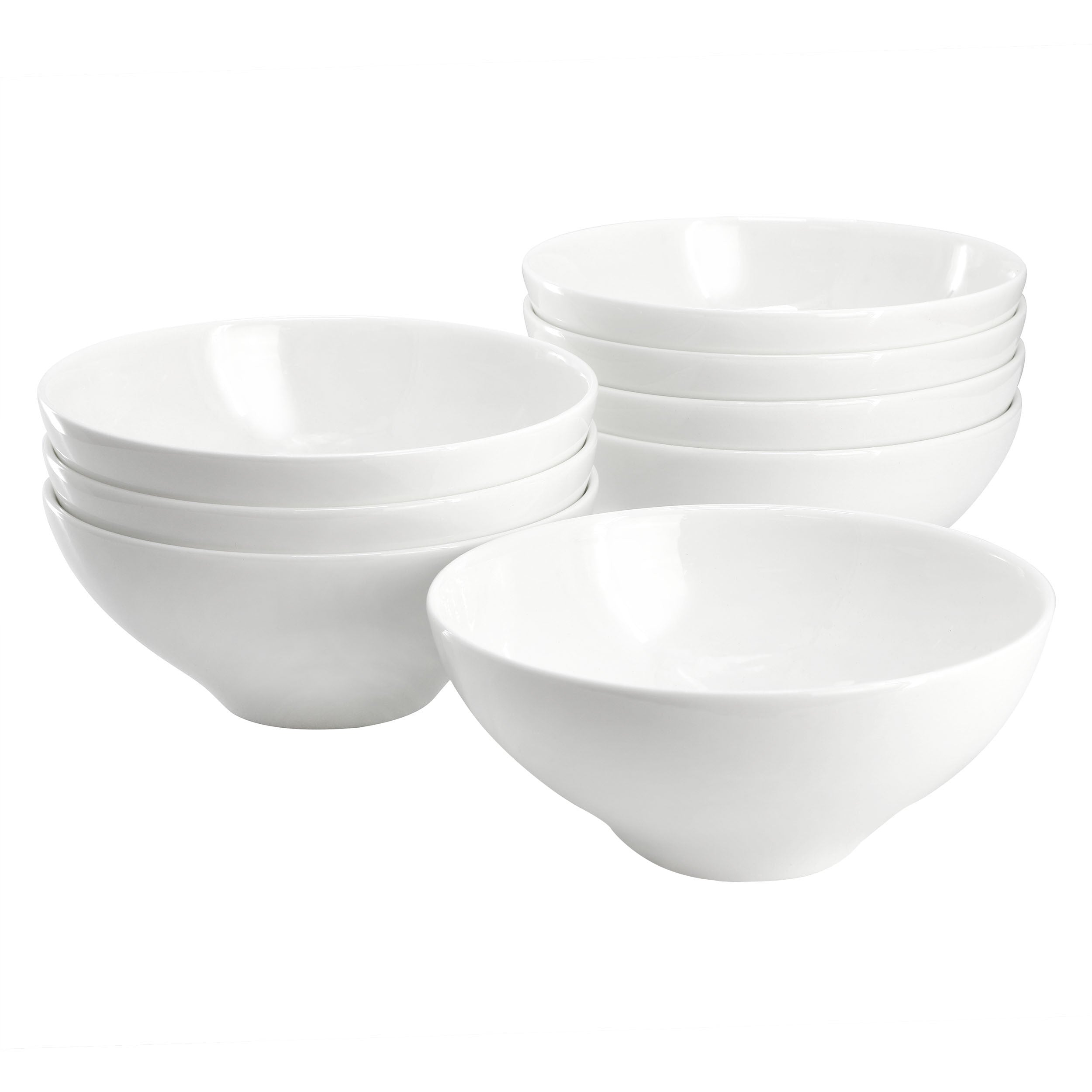 Gibson Elite White Peninsula 8 Piece 6.5 Inch Bone China Cereal Bowl Set in White