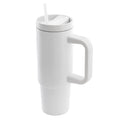 Gibson Home 29oz Marina Stainless Steel Thermal Tumbler with Side Handle and Straw in White