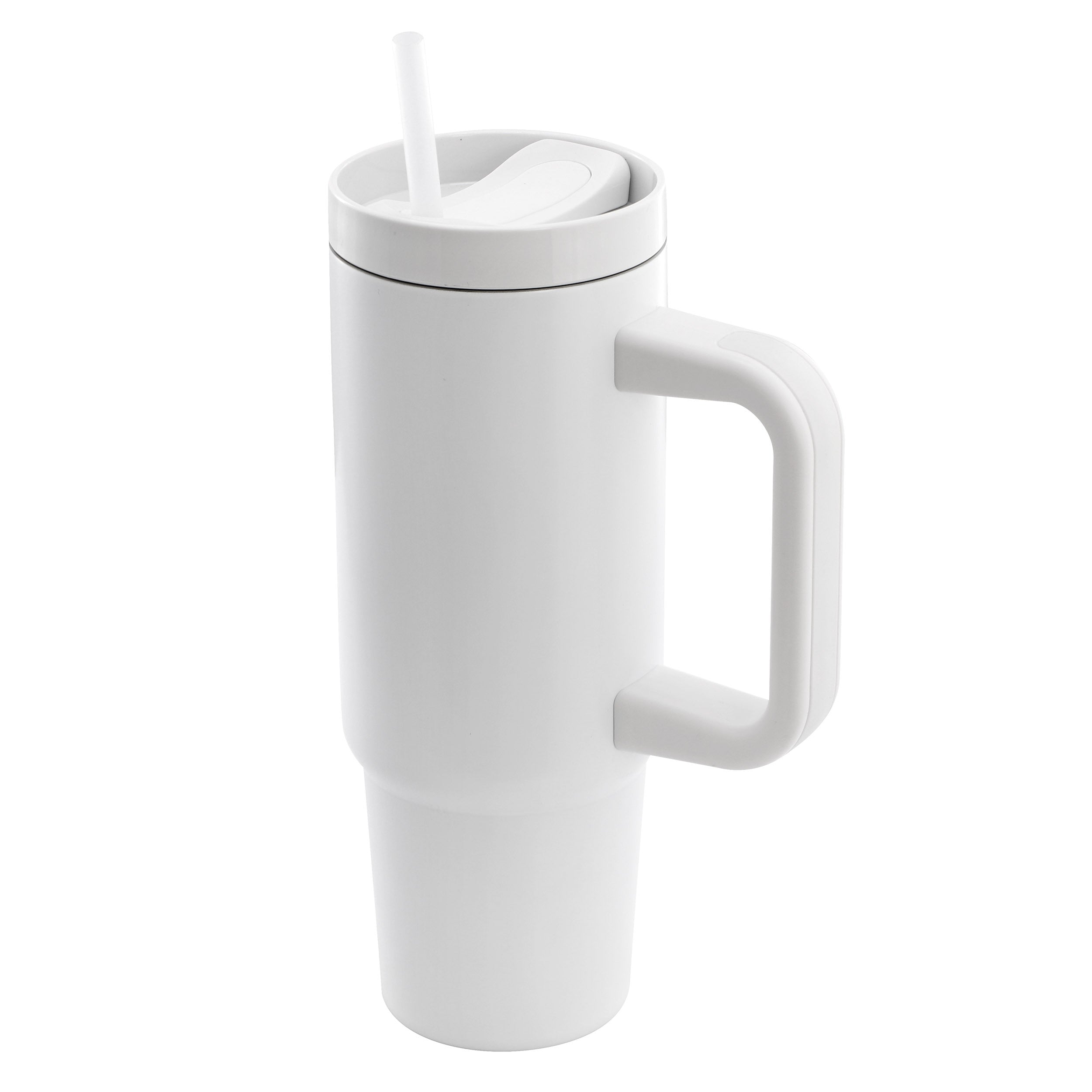 Gibson Home 29oz Marina Stainless Steel Thermal Tumbler with Side Handle and Straw in White
