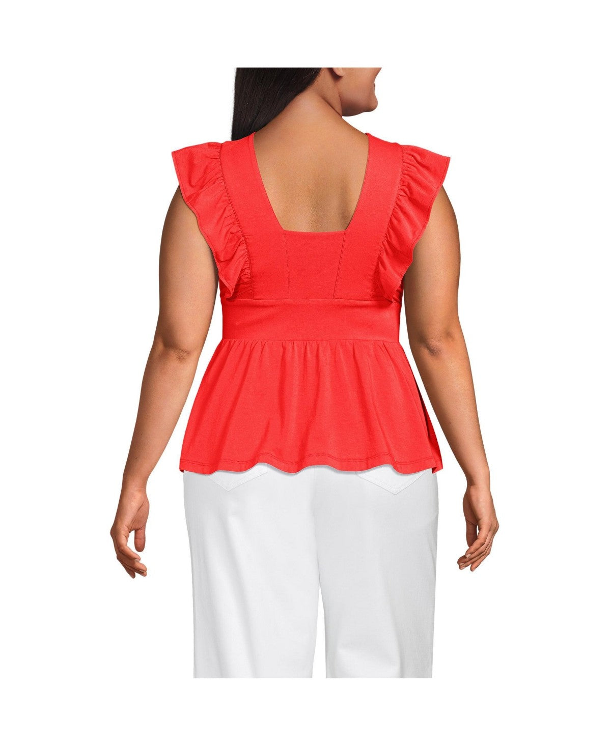 Lands End Plus Size Lightweight Jersey Ruffle Peplum Top, size 2x