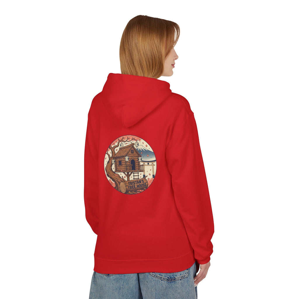 Hoodie — “Love is a Universal Language” Cozy Retro Cabin Graphic Hoodie