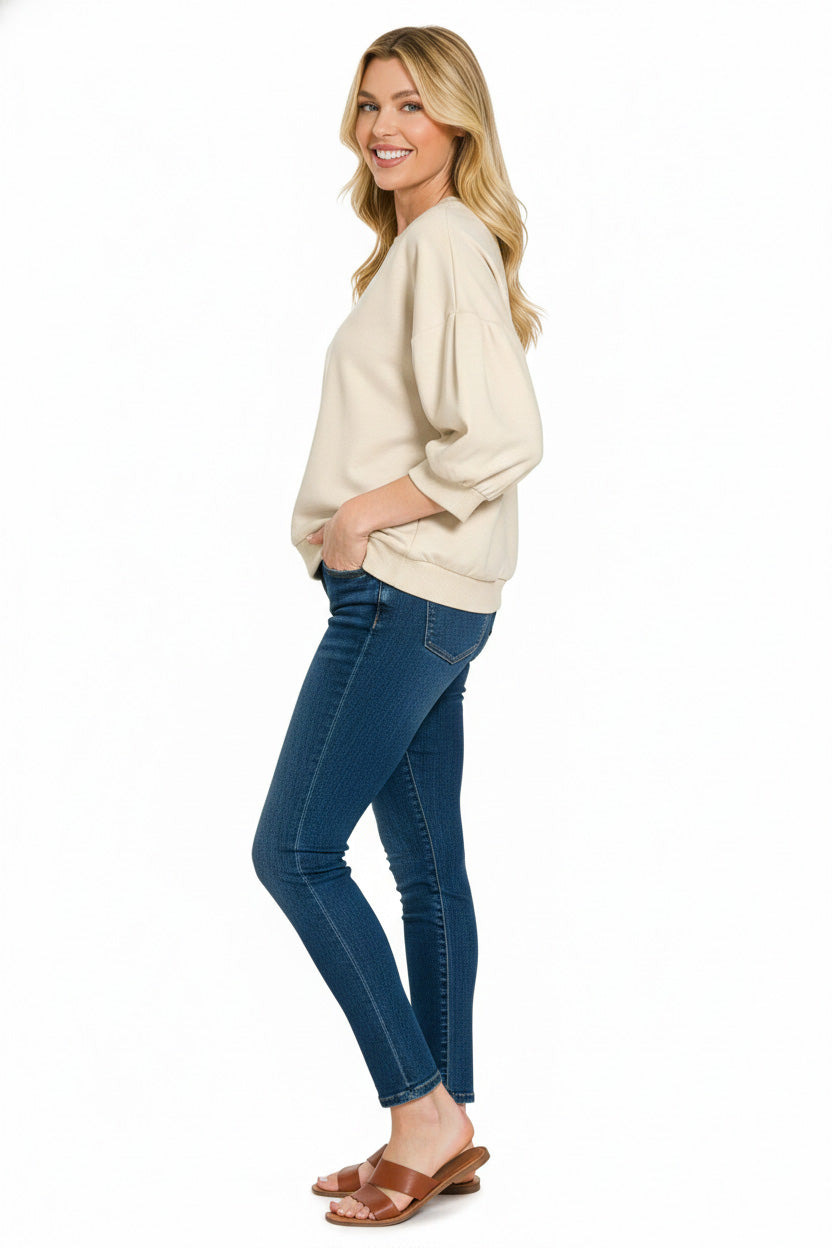Zenana Scuba Dolman Sleeve Sweatshirt