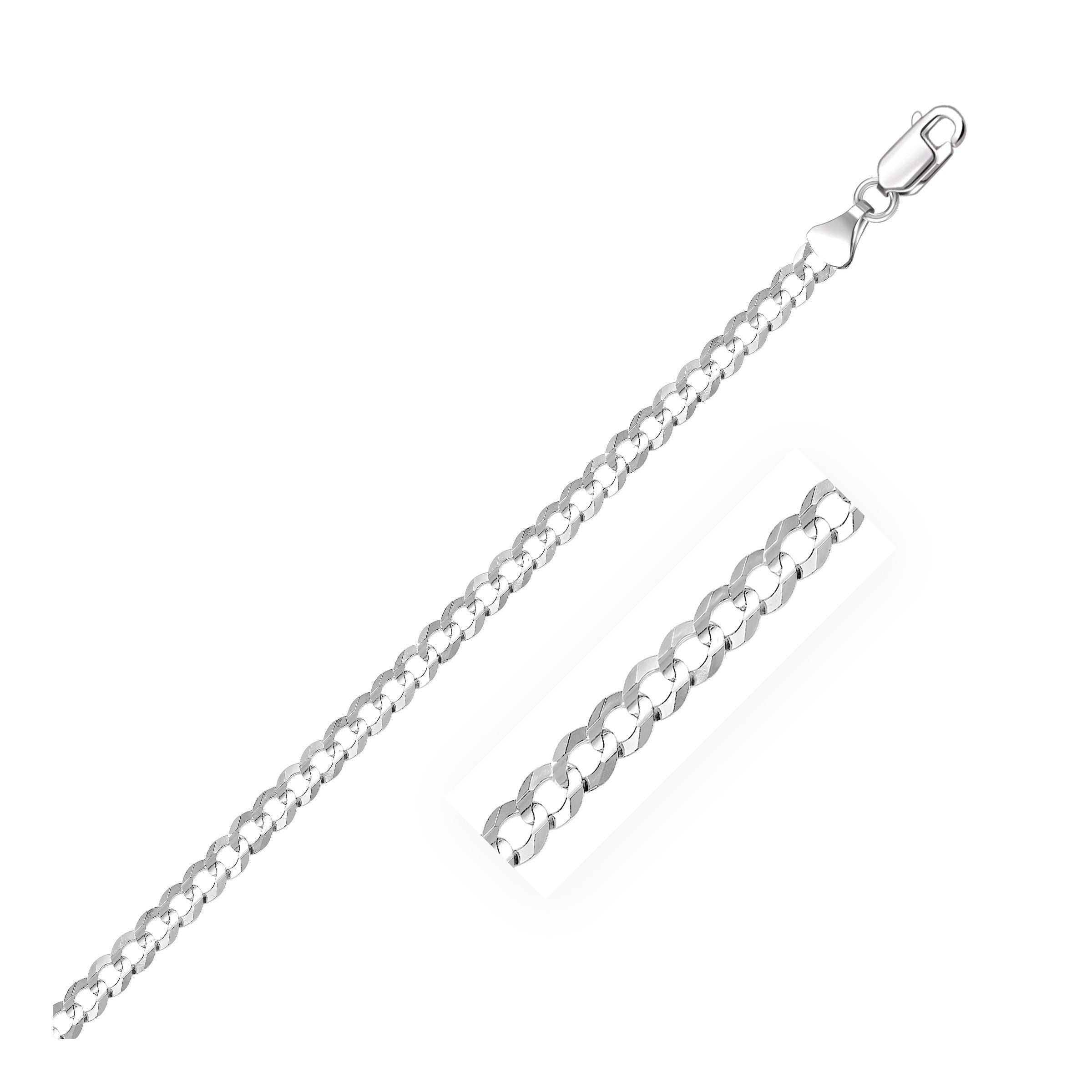 14k White Gold Solid Curb Chain (3.60 mm) - PhishStones Products