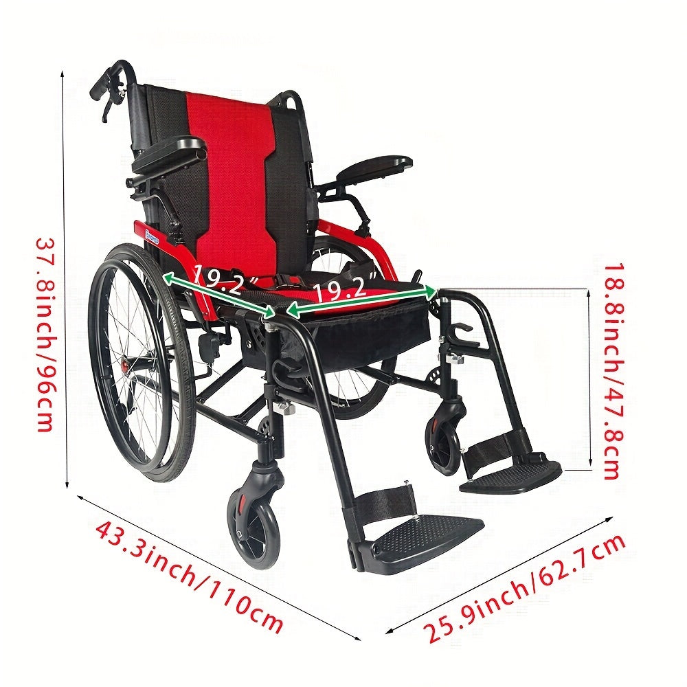 14lb Flip Back Arms Magnesium Lightweight Wheelchair Foldable with Ergonomic Backrest, Portable Transport Chair with Travel Bag, Travel Wheelchairs for Adults, 250Ib Weight Capacity, Black
