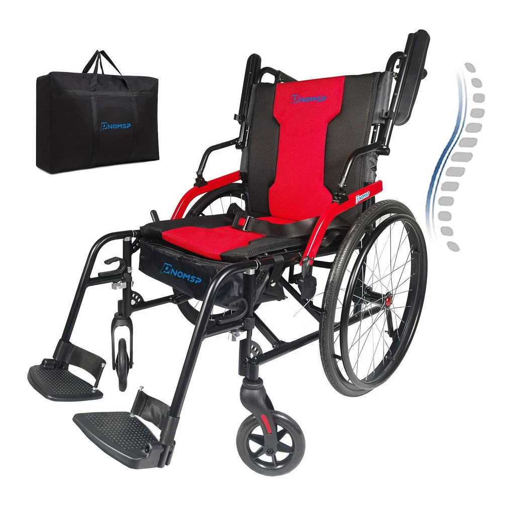 14lb Flip Back Arms Magnesium Lightweight Wheelchair Foldable with Ergonomic Backrest, Portable Transport Chair with Travel Bag, Travel Wheelchairs for Adults, 250Ib Weight Capacity, Black