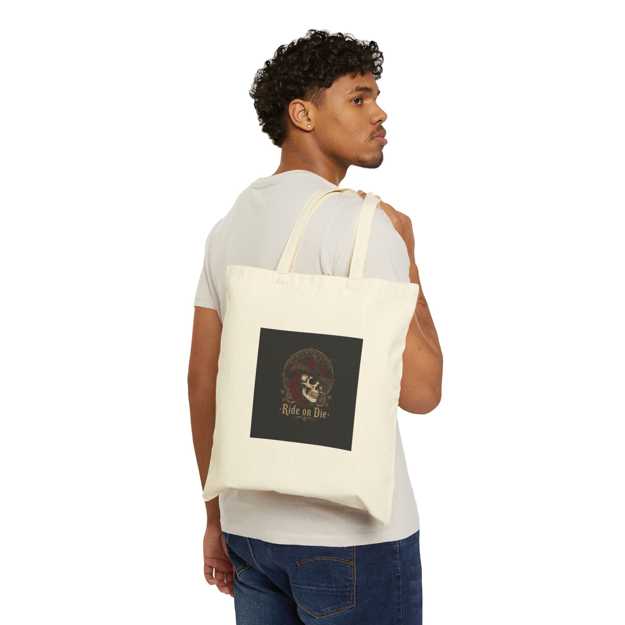 Ride on Die Skull Tote | Western-Gothic, gothic Americana canvas