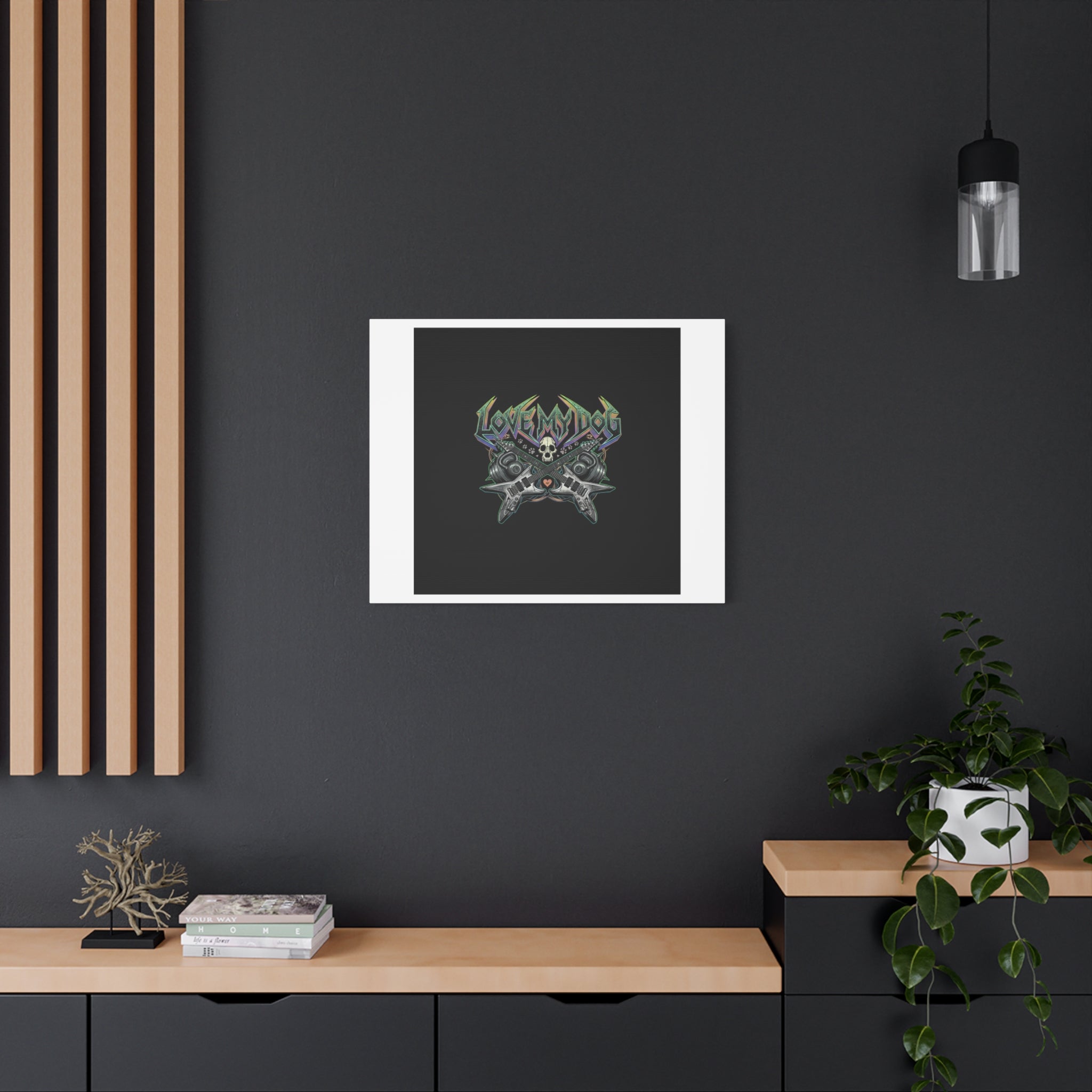 Love My Dog metal font Canvas | gothic wellness quote, edgy self-care merch