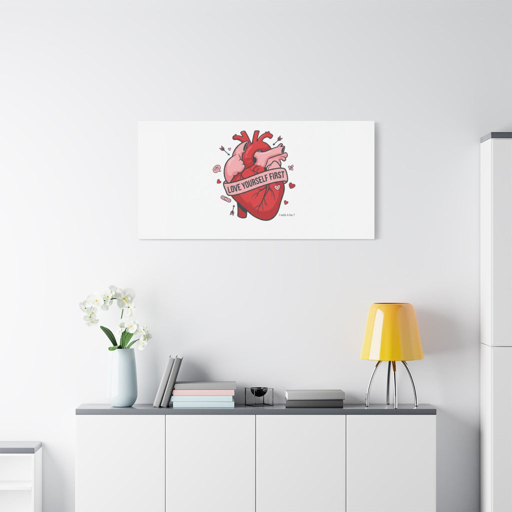 Love Yourself First Canvas, Hearts-with-a-Twist, Anti-Valentine Art
