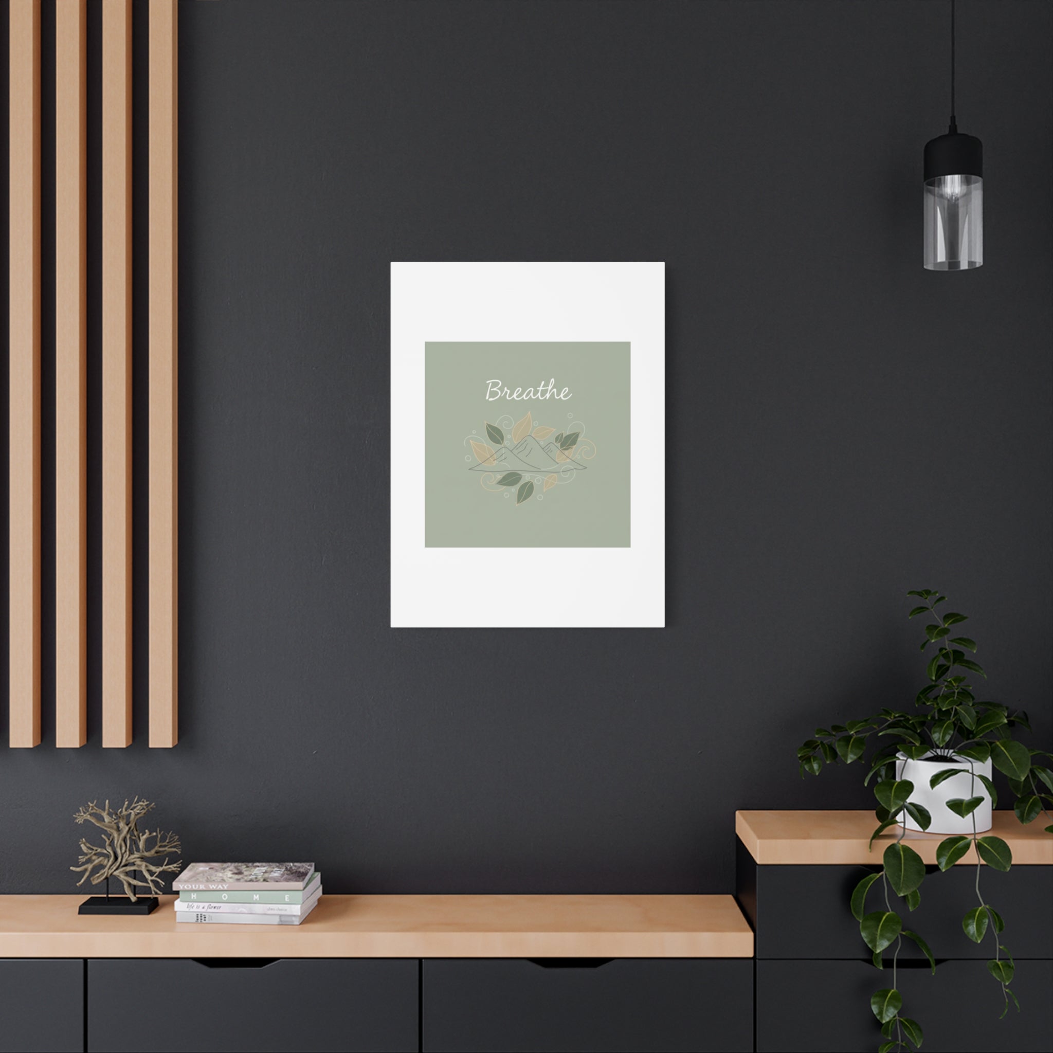 Breathe Mountain Line Canvas | Nature Symbols, Minimal Forest Wall Art