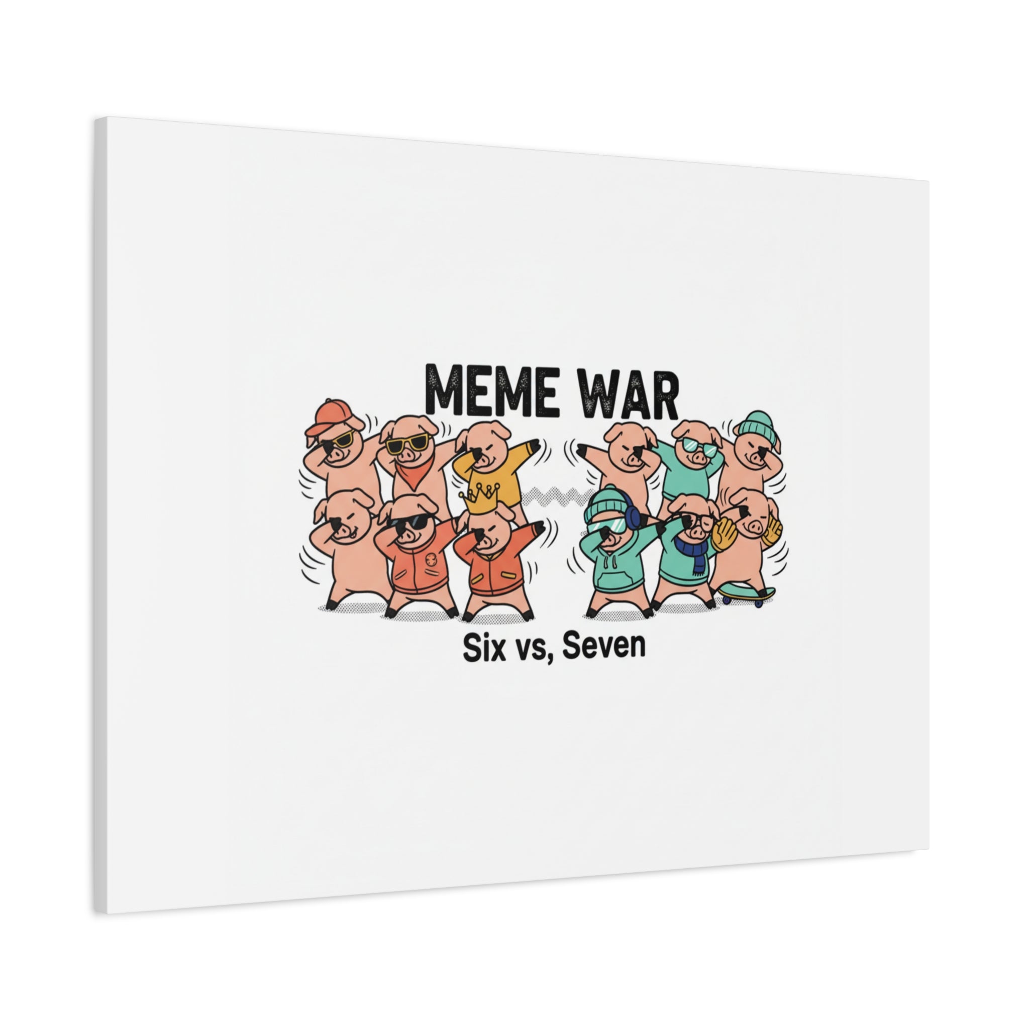 Meme War: Six vs. Seven Canvas Wall Art