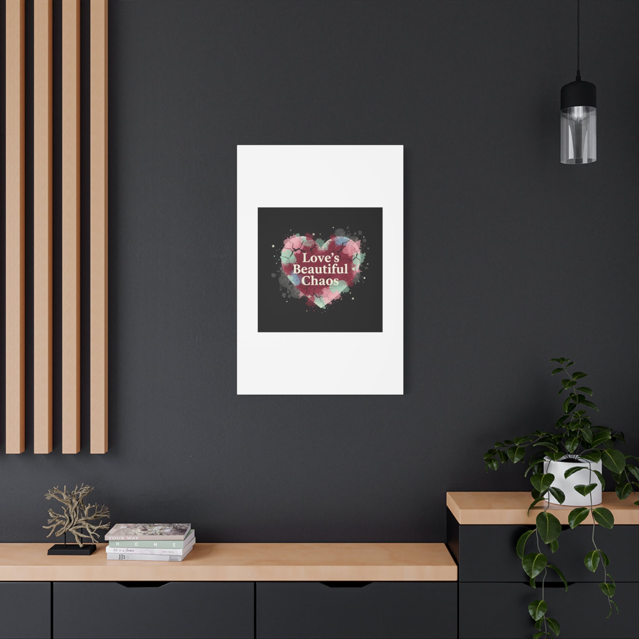 Love's Beautiful Chaos Canvas Print | Soft Grunge Hearts, Distressed Heart Art