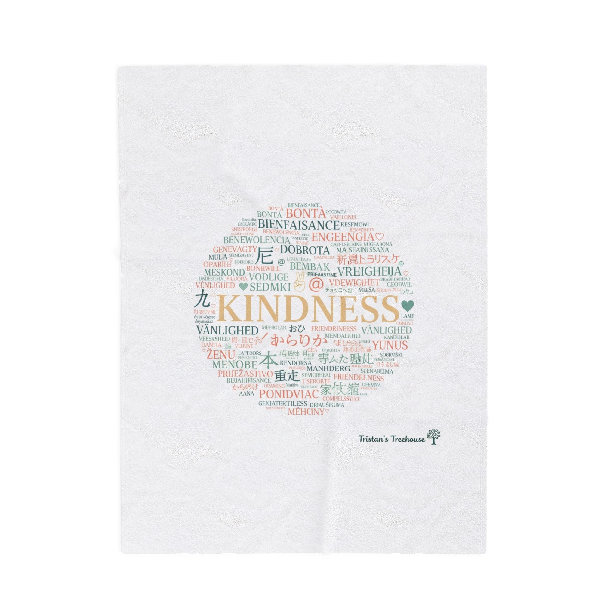 Kindness Word Cloud Blanket | Fresh-Start Minimalism, Neutral Throw