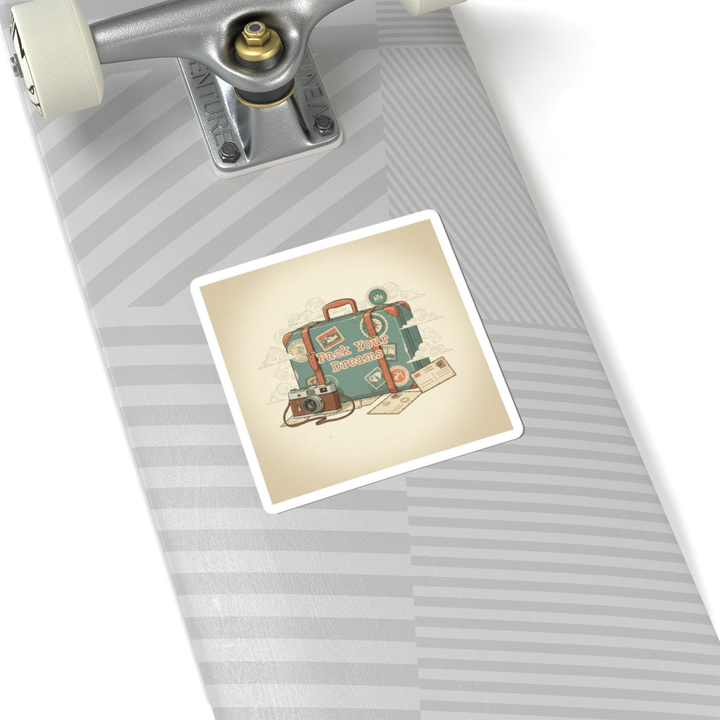 Pack Your Dreams suitcase sticker | retro travel stamp, postcard vintage