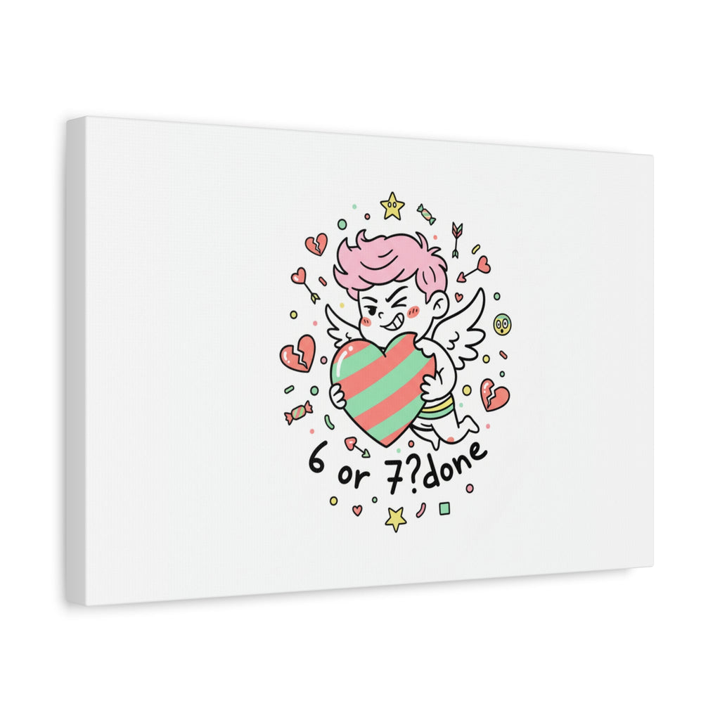 Weird Cupid heart illustration Canvas | Weird Valentine, quirky chaotic love