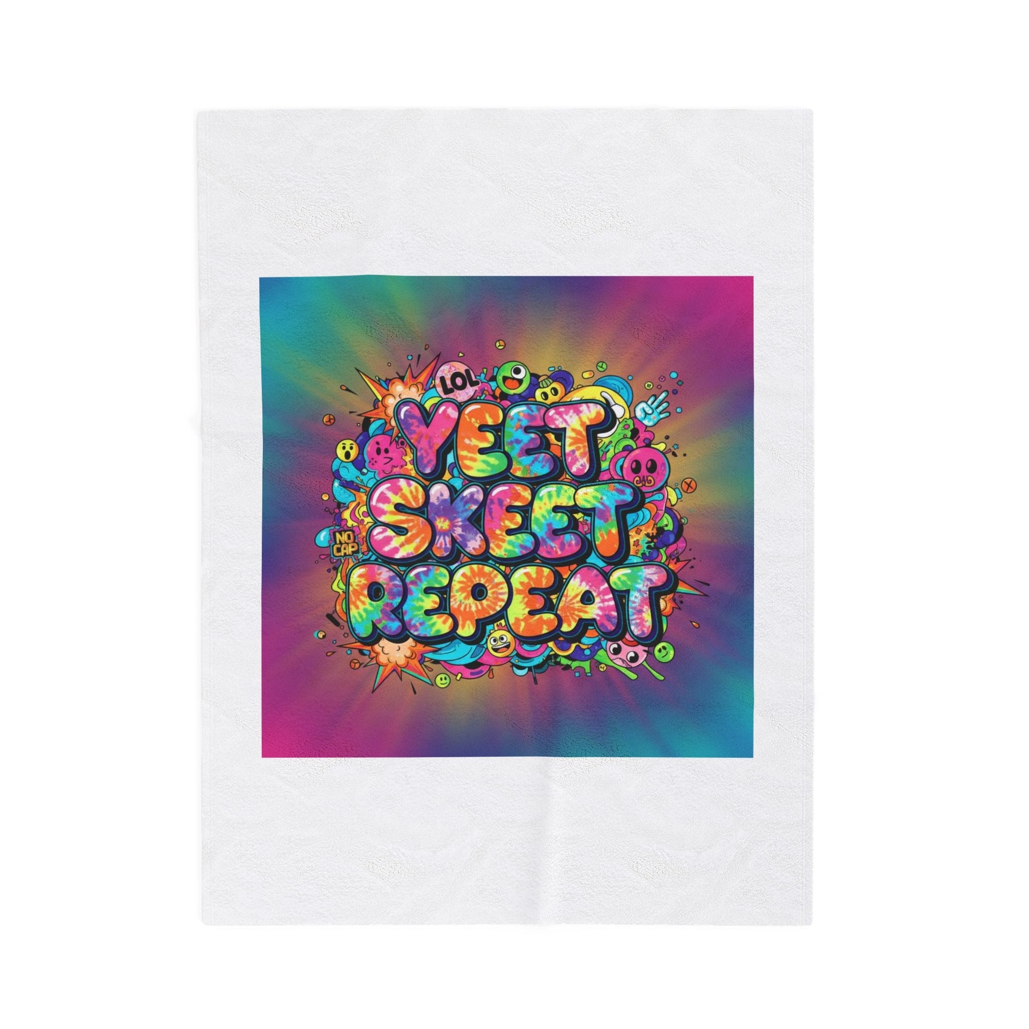 Yeet Skeet Repeat Velveteen Blanket | Slogan & Glitch Graphic