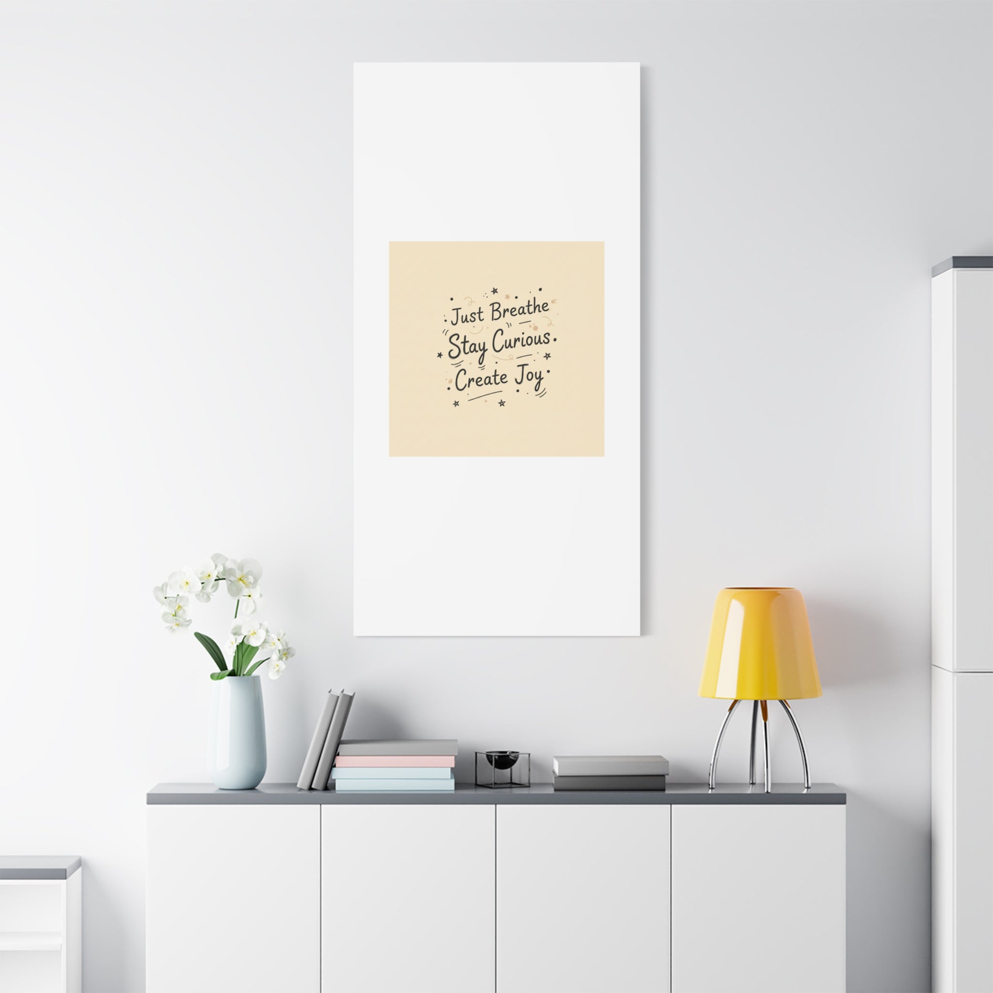 Just Breathe Stay Curious Create Joy Canvas | Messy Handwritten Typography, Doodle Text Art