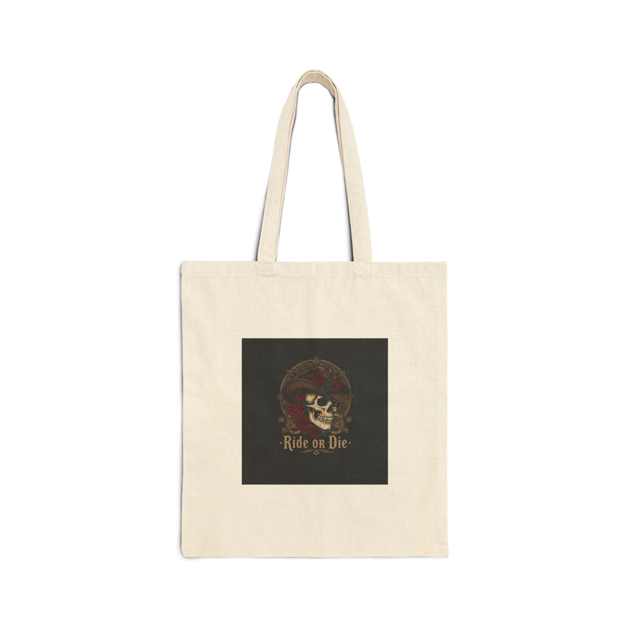 Ride on Die Skull Tote | Western-Gothic, gothic Americana canvas